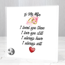 Load image into Gallery viewer, To My Wife - Glass Message Display and Choice of Gorgeous Pendant in Multi Styles - Shipping Included