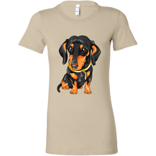 Load image into Gallery viewer, Black & Tan Doxie Vector Rendering Women's T-Shirt, Multi Colors, Extended Sizes, Free Shipping