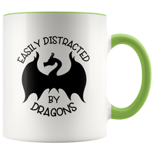 Load image into Gallery viewer, Easily Distracted by Dragons, 11oz Accent Color Mug, Multi-Colors, Shipping Included