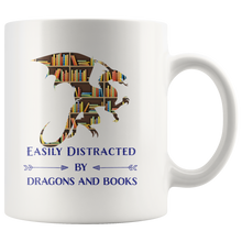 Load image into Gallery viewer, Easily Distracted By Dragons & Books, 11oz & 15 oz Mug Options, Free Shipping