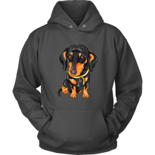 Load image into Gallery viewer, Vector Drawing Black & Tan Doxie - Toasty Hoodie, Multi Colors, Extended Sizes, Free Shipping