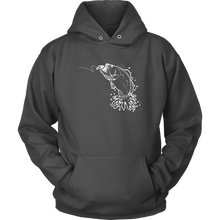 Load image into Gallery viewer, Jumping Bass on Line, Unisex Hoodie, Extended Sizes, Multi Colors, Shipping Included
