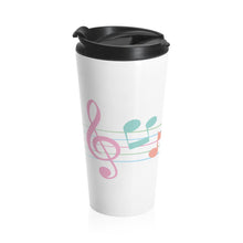 Load image into Gallery viewer, Flowing Pastel Musical Notes Stainless Steel Travel Mug 15 oz Shipping Included