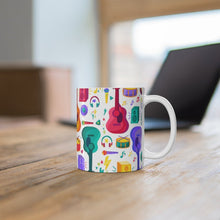 Load image into Gallery viewer, Brightly Colored Music Icons Mug 11oz/15oz Musician Gift Unisex Shipping Included
