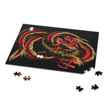 Load image into Gallery viewer, Red and Gold Dragon Puzzle (120, 252, 500-Piece)