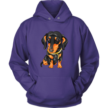 Load image into Gallery viewer, Vector Drawing Black & Tan Doxie - Toasty Hoodie, Multi Colors, Extended Sizes, Free Shipping