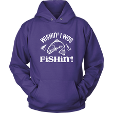 Load image into Gallery viewer, Wishin' I Was Fishing Unisex Hoodie, Multi Colors, Extended Sizes, Shipping Included