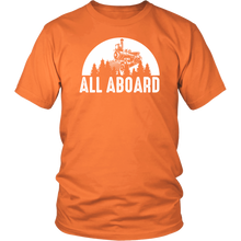 Load image into Gallery viewer, All Aboard Mens Unisex T-Shirt Mutiple Colors Extended Sizes Shipping Included