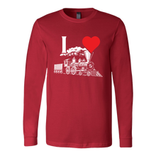 Load image into Gallery viewer, I Love Trains - Unisex Long Sleeve T-Shirt, Multi Colors, Extended Sizes, Shipping Included