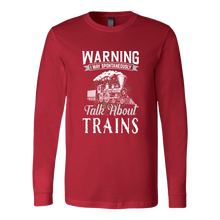 Load image into Gallery viewer, May Spontaneously Talk About Trains - Unisex Long Sleeve T-Shirt, Multi Colors, Extended Sizes, Shipping Included