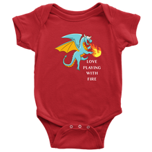 Load image into Gallery viewer, Blue Dragon Love Playing With Fire Short Sleeved Baby Bodysuit, Multi Colors, Free Shipping