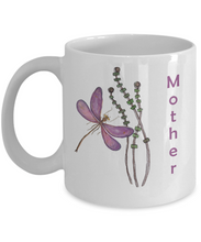 Load image into Gallery viewer, Mother Dragonfly Mug, 11 oz Ceramic - Shipping Included