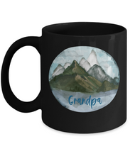 Load image into Gallery viewer, GRANDPA Mountain Lake Family Black Mug 11oz Shipping Included