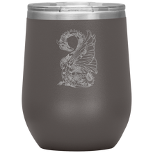 Load image into Gallery viewer, Tattoo Inspired Dragon Design 12oz Insulated Wine Tumbler, Laser Etched, Multi Colors, Shipping Included