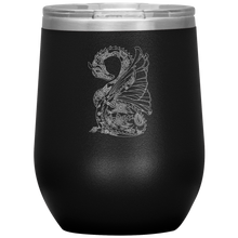 Load image into Gallery viewer, Tattoo Inspired Dragon Design 12oz Insulated Wine Tumbler, Laser Etched, Multi Colors, Shipping Included