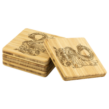 Load image into Gallery viewer, Dragon Floral Mandala, Bamboo Coasters Set/4, Free Shipping