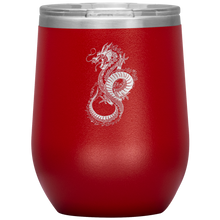 Load image into Gallery viewer, Chinese Art Dragon 12oz Insulated Wine Tumbler, Laser Etched, Multi Colors, Shipping Included