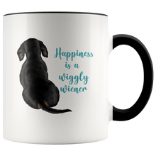 Load image into Gallery viewer, Black & Tan Doxie Happiness Funny Accent Mug, 11 oz, Multiple Colors - Free Shipping