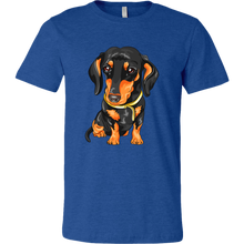 Load image into Gallery viewer, Vector Drawing Black and Tan Doxie, Unisex/Men's T-Shirt, Multi Colors, Extended Sizes, Free Shipping