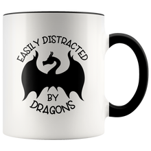 Load image into Gallery viewer, Easily Distracted by Dragons, 11oz Accent Color Mug, Multi-Colors, Shipping Included