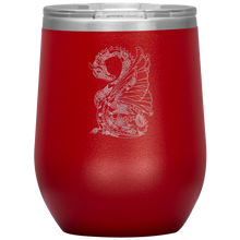Load image into Gallery viewer, Tattoo Inspired Dragon Design 12oz Insulated Wine Tumbler, Laser Etched, Multi Colors, Shipping Included