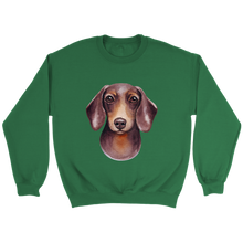 Load image into Gallery viewer, Doxie Head Watercolor Unisex Sweatshirt Multi Color Extended Sizes Free Shipping