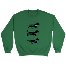 Load image into Gallery viewer, Doxie Hearts x Three Unisex Sweatshirt Multi Color Extended Sizes Free Shipping