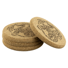 Load image into Gallery viewer, Dragon Mandala Cork Coaster Set/4, Free Shipping