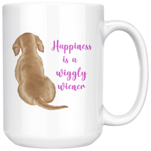 Load image into Gallery viewer, Doxie Happiness Mug, Blonde - 11 & 15 oz - FREE SHIPPING