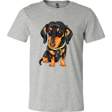 Load image into Gallery viewer, Vector Drawing Black and Tan Doxie, Unisex/Men's T-Shirt, Multi Colors, Extended Sizes, Free Shipping