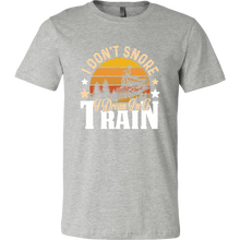 Load image into Gallery viewer, I Don't Snore I Dream I'm a Train Mens T-Shirt, Multiple Colors, Extended Sizes, Shipping Included