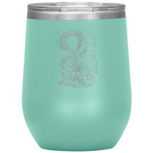 Load image into Gallery viewer, Tattoo Inspired Dragon Design 12oz Insulated Wine Tumbler, Laser Etched, Multi Colors, Shipping Included