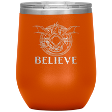 Load image into Gallery viewer, Dragon - BELIEVE, 12oz Insulated Wine Tumbler, Laser Etched, Multi Colors, Shipping Included