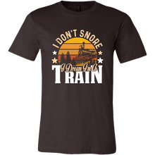 Load image into Gallery viewer, I Don't Snore I Dream I'm a Train Mens T-Shirt, Multiple Colors, Extended Sizes, Shipping Included