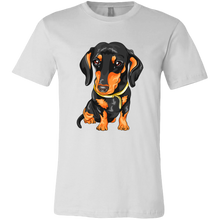 Load image into Gallery viewer, Vector Drawing Black and Tan Doxie, Unisex/Men's T-Shirt, Multi Colors, Extended Sizes, Free Shipping
