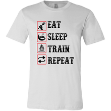 Load image into Gallery viewer, Eat Sleep Train Repeat Mens Unisex T-Shirt, Multiple Colors, Extended Sizes, Shipping Included