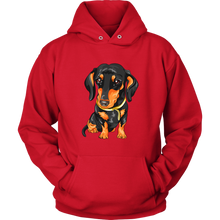 Load image into Gallery viewer, Vector Drawing Black & Tan Doxie - Toasty Hoodie, Multi Colors, Extended Sizes, Free Shipping