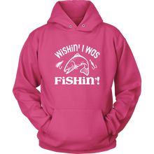 Load image into Gallery viewer, Wishin' I Was Fishing Unisex Hoodie, Multi Colors, Extended Sizes, Shipping Included