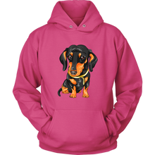 Load image into Gallery viewer, Vector Drawing Black & Tan Doxie - Toasty Hoodie, Multi Colors, Extended Sizes, Free Shipping