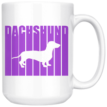 Load image into Gallery viewer, Retro Cool Dachshund Text Mug, 15 oz, Multiple Colors - Free Shipping