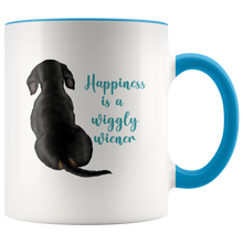 Load image into Gallery viewer, Black & Tan Doxie Happiness Funny Accent Mug, 11 oz, Multiple Colors - Free Shipping
