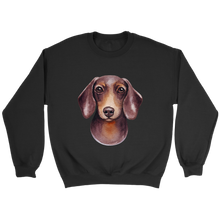 Load image into Gallery viewer, Doxie Head Watercolor Unisex Sweatshirt Multi Color Extended Sizes Free Shipping