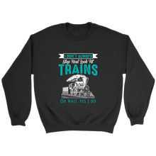 Load image into Gallery viewer, I Dont Always Stop To Look At Trains Unisex Sweat Shirt Multi Colors Extended Sizes Shipping Included