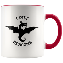 Load image into Gallery viewer, I Ride Dragons 11oz Accent Color Mug, Multi-Colors, Shipping Included