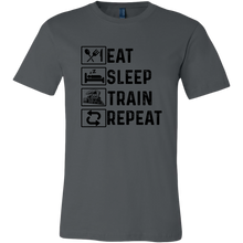 Load image into Gallery viewer, Eat Sleep Train Repeat Mens Unisex T-Shirt, Multiple Colors, Extended Sizes, Shipping Included