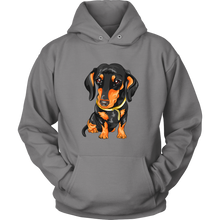 Load image into Gallery viewer, Vector Drawing Black & Tan Doxie - Toasty Hoodie, Multi Colors, Extended Sizes, Free Shipping