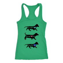 Load image into Gallery viewer, Doxie By Any Other Name Ladies Racerback Tank, Multi Colors - Free Shipping