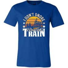 Load image into Gallery viewer, I Don't Snore I Dream I'm a Train Mens T-Shirt, Multiple Colors, Extended Sizes, Shipping Included