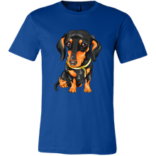 Load image into Gallery viewer, Vector Drawing Black and Tan Doxie, Unisex/Men's T-Shirt, Multi Colors, Extended Sizes, Free Shipping