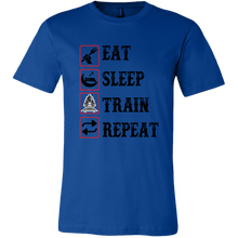 Load image into Gallery viewer, Eat Sleep Train Repeat Mens Unisex T-Shirt, Multiple Colors, Extended Sizes, Shipping Included